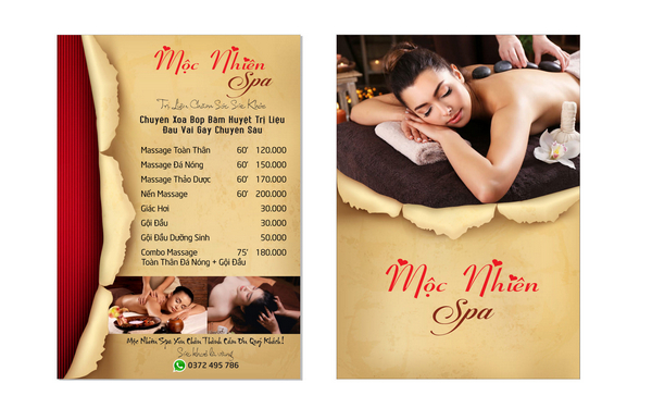 Bảng giá massage tại Mộc Nhiên Spa & Massage Khỏe Phan Thiết